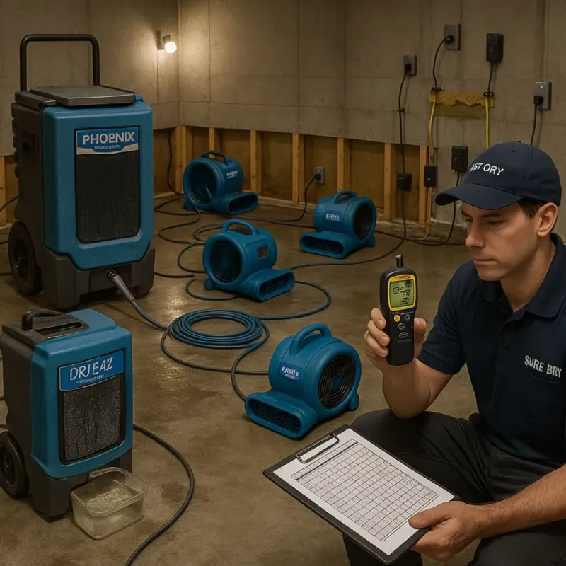 Structural Drying and Dehumidification process in Malvern, IA